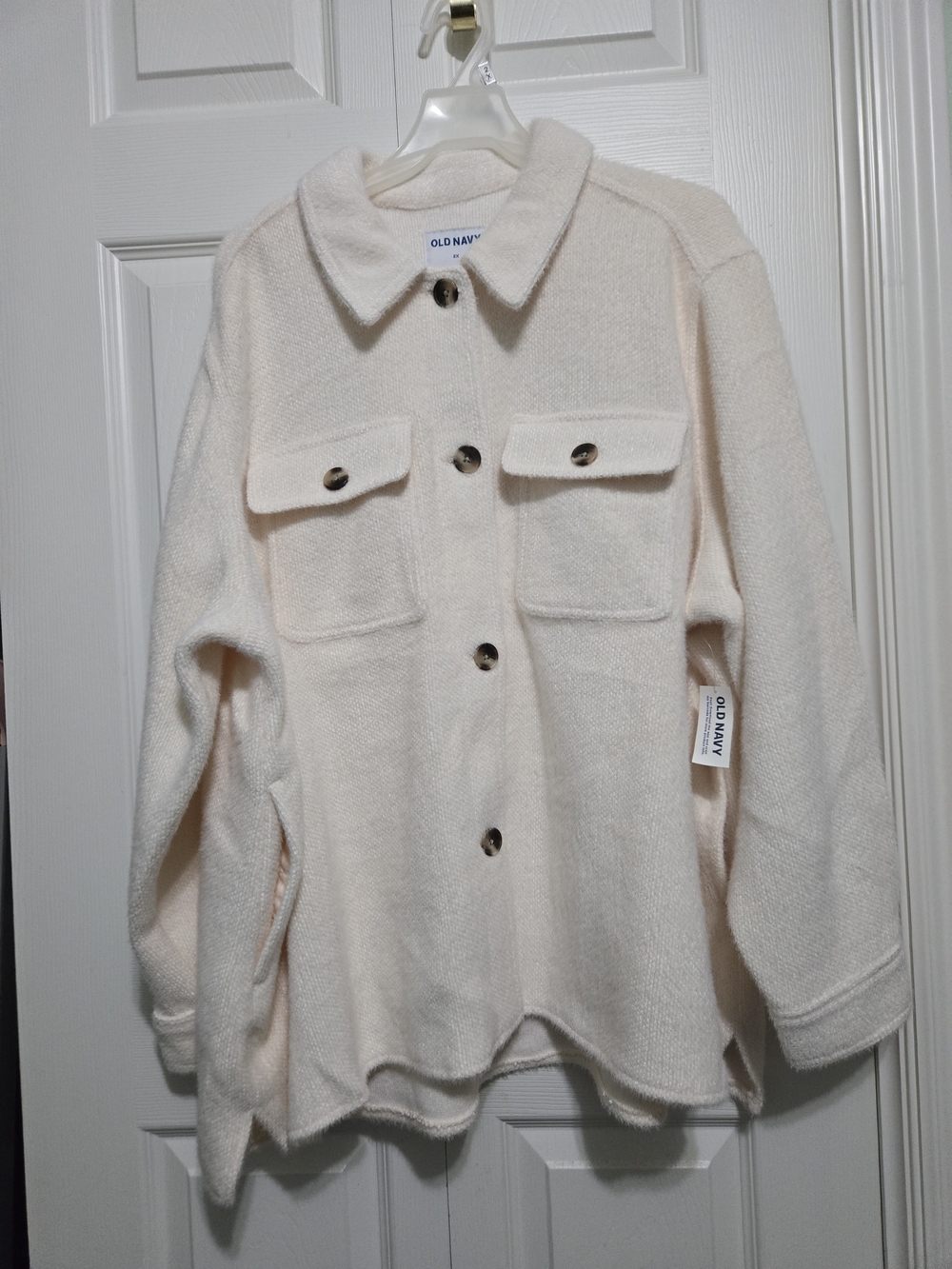 Old Navy Cream Button-Up Shacket with Flap Pockets Women's 2X